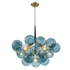 (OpenBox) Modern Cluster Blue Glass Globe Bubble Chandelier