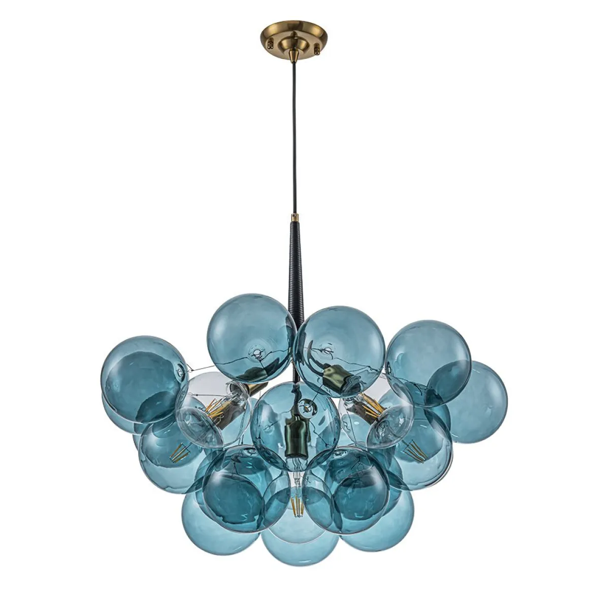 (OpenBox) Modern Cluster Blue Glass Globe Bubble Chandelier