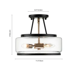 (OpenBox) Modern Farmhouse Drum Glass Semi Flush Mount
