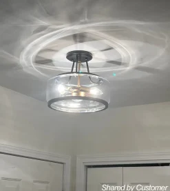 (OpenBox) Modern Farmhouse Drum Glass Semi Flush Mount