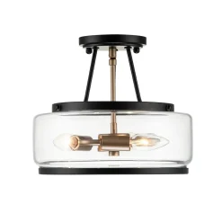 (OpenBox) Modern Farmhouse Drum Glass Semi Flush Mount