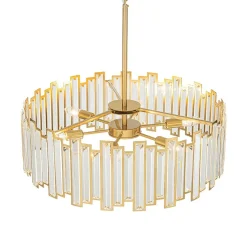 (OpenBox) Modern Glam Brass 6-Light Crystal Drum Cage Chandelier