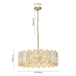 (OpenBox) Modern Glam Brass 6-Light Crystal Drum Cage Chandelier