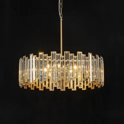 (OpenBox) Modern Glam Brass 6-Light Crystal Drum Cage Chandelier