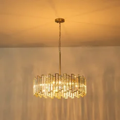 (OpenBox) Modern Glam Brass 6-Light Crystal Drum Cage Chandelier