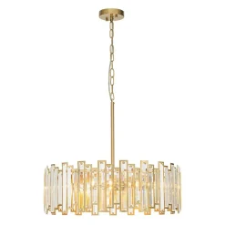 (OpenBox) Modern Glam Brass 6-Light Crystal Drum Cage Chandelier