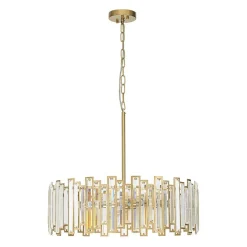(OpenBox) Modern Glam Brass 6-Light Crystal Drum Cage Chandelier