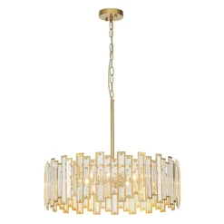 (OpenBox) Modern Glam Brass 6-Light Crystal Drum Cage Chandelier