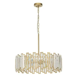 (OpenBox) Modern Glam Brass 6-Light Crystal Drum Cage Chandelier