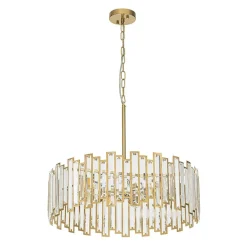 (OpenBox) Modern Glam Brass 6-Light Crystal Drum Cage Chandelier