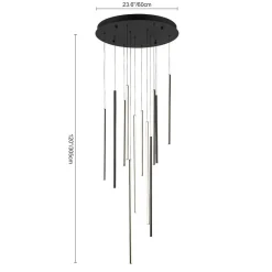 (OpenBox) Modern 12-Light Black Cluster Tube LED Pendant Light