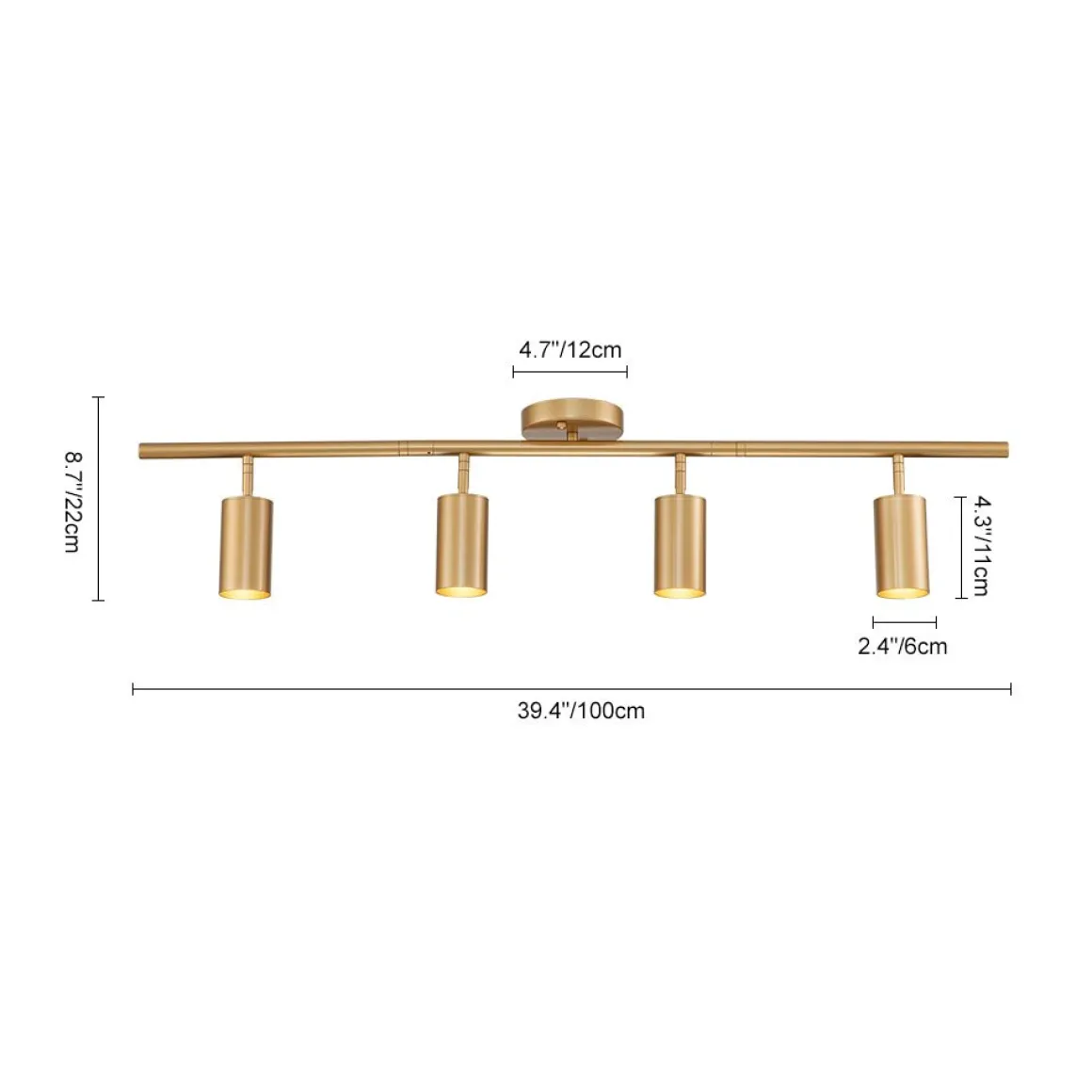 (OpenBox) Modern 4-Light Linear Semi Flush Track Light