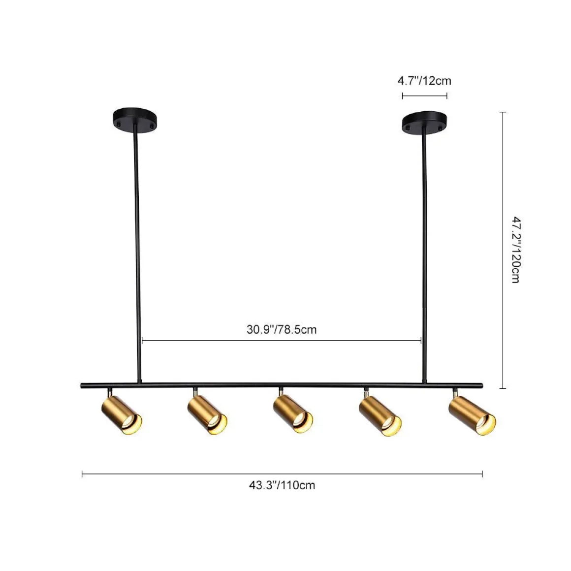 (OpenBox) Modern 5-Light Linear Semi Flush Track Light