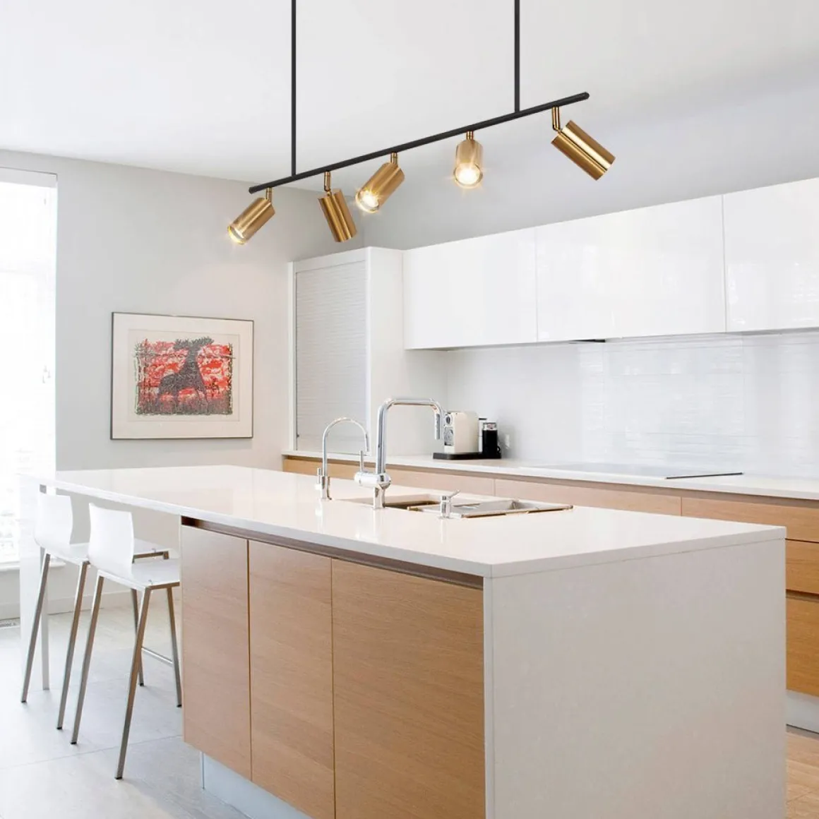 (OpenBox) Modern 5-Light Linear Semi Flush Track Light