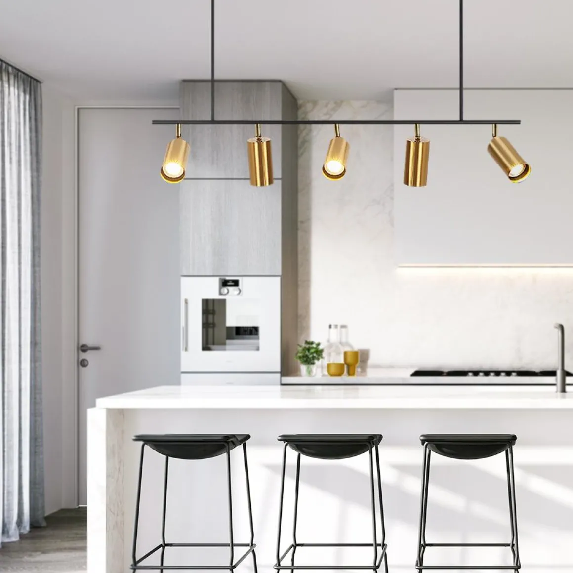 (OpenBox) Modern 5-Light Linear Semi Flush Track Light