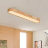 (OpenBox) Natural Wood Long Oval Dimmable LED Flush Mount