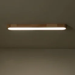 (OpenBox) Natural Wood Long Oval Dimmable LED Flush Mount