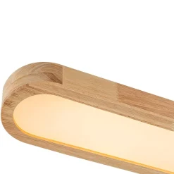 (OpenBox) Natural Wood Long Oval Dimmable LED Flush Mount