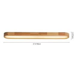 (OpenBox) Natural Wood Long Oval Dimmable LED Flush Mount