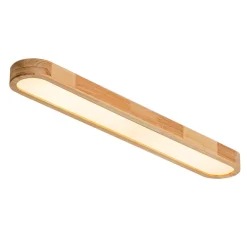 (OpenBox) Natural Wood Long Oval Dimmable LED Flush Mount