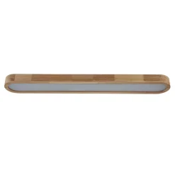 (OpenBox) Natural Wood Long Oval Dimmable LED Flush Mount