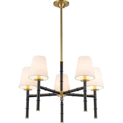 (OpenBox) Vintage Chic 5-Light White Linen Shade Chandelier