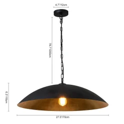 (OpenBox) Vintage Oversized Flat Dome Metal Pendant Light