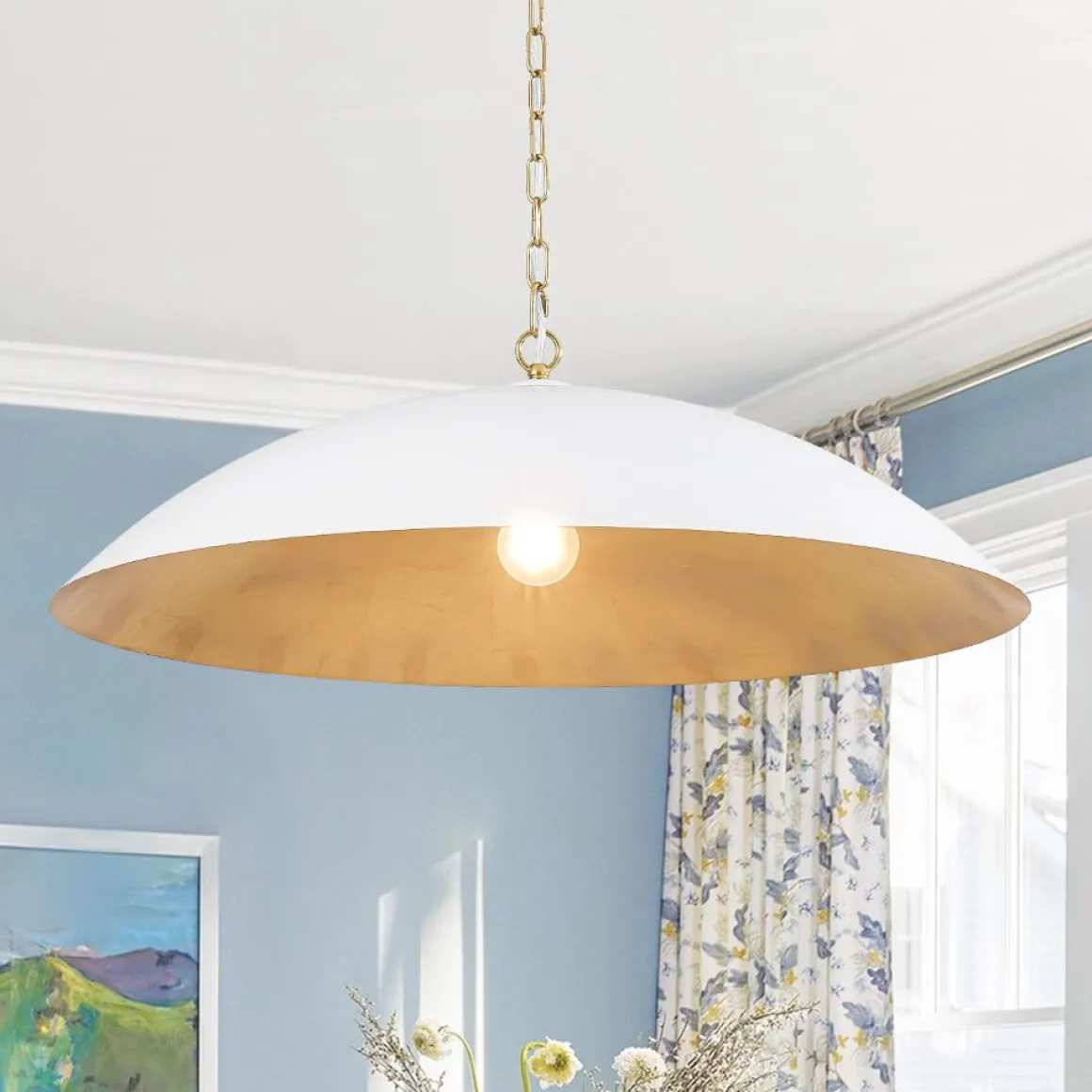 (OpenBox) Vintage Oversized Flat Dome Metal Pendant Light