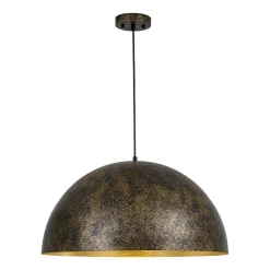 Oversized Antique Dark Rust Iron Dome Pendant Light