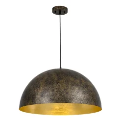 Oversized Antique Dark Rust Iron Dome Pendant Light