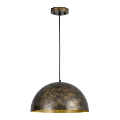 Oversized Antique Dark Rust Iron Dome Pendant Light