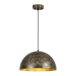 Oversized Antique Dark Rust Iron Dome Pendant Light