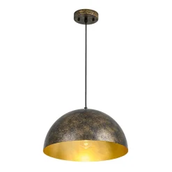 Oversized Antique Dark Rust Iron Dome Pendant Light