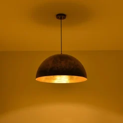 Oversized Antique Dark Rust Iron Dome Pendant Light