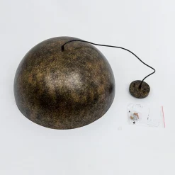 Oversized Antique Dark Rust Iron Dome Pendant Light
