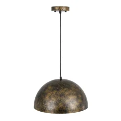 Oversized Antique Dark Rust Iron Dome Pendant Light