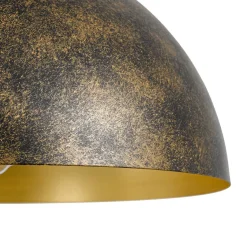 Oversized Antique Dark Rust Iron Dome Pendant Light