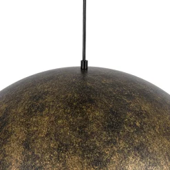 Oversized Antique Dark Rust Iron Dome Pendant Light