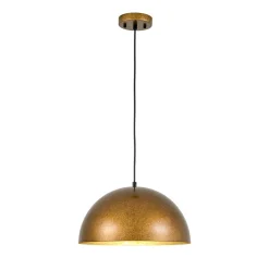Oversized Antique Dark Rust Iron Dome Pendant Light