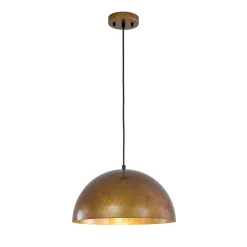 Oversized Antique Dark Rust Iron Dome Pendant Light