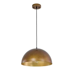 Oversized Antique Dark Rust Iron Dome Pendant Light