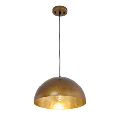 Oversized Antique Dark Rust Iron Dome Pendant Light