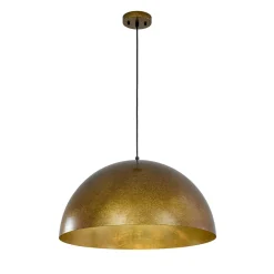 Oversized Antique Dark Rust Iron Dome Pendant Light