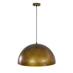 Oversized Antique Dark Rust Iron Dome Pendant Light