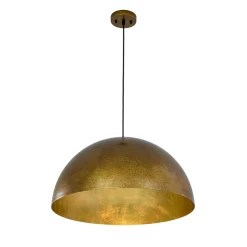 Oversized Antique Dark Rust Iron Dome Pendant Light