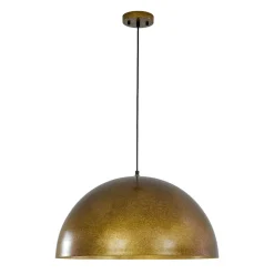 Oversized Antique Dark Rust Iron Dome Pendant Light