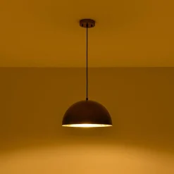 Oversized Antique Dark Rust Iron Dome Pendant Light