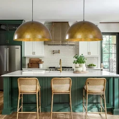 Oversized Antique Dark Rust Iron Dome Pendant Light