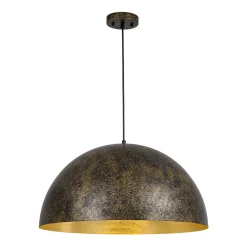 Oversized Antique Dark Rust Iron Dome Pendant Light