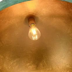 Oversized Industrial Copper Patina Metal Dome Pendant Light